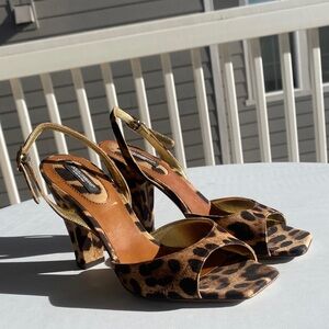 Dolce & Gabbana Ankle Strap Sandals In Leopard Print-Sz 37-US 7